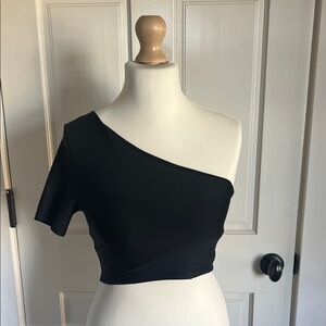 ALO Yoga Black Asymmetrical Crop Top